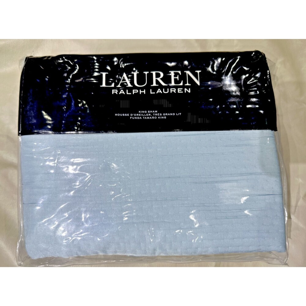 Ralph Lauren Spencer Matelasse one KING Sham Blue Cornflower bedding NEW